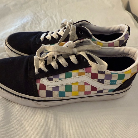 Vans Shoes - VANS Old Skool Black Rainbow Checkered Skate Shoes 500714 Missy 5